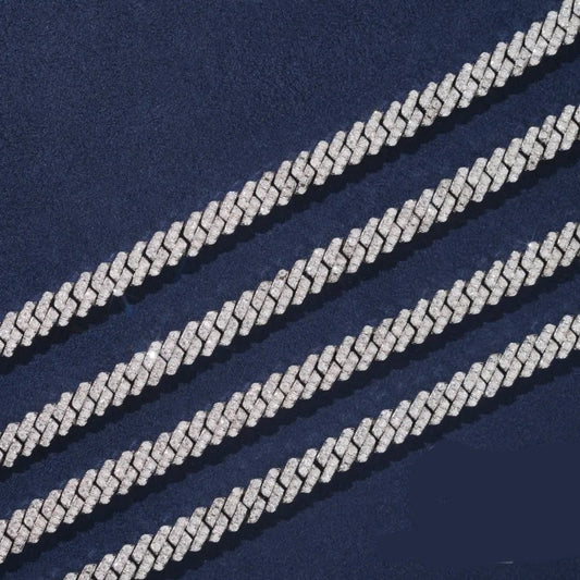 5mm Hip Hop Cuban Link Chain Necklace - 925 Sterling Silver Iced Out VVS Moissanite, Diamond-Cut, Passes Diamond Tester