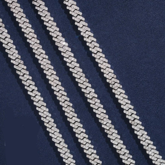 5mm Hip Hop Cuban Link Chain Necklace - 925 Sterling Silver Iced Out VVS Moissanite, Diamond-Cut, Passes Diamond Tester