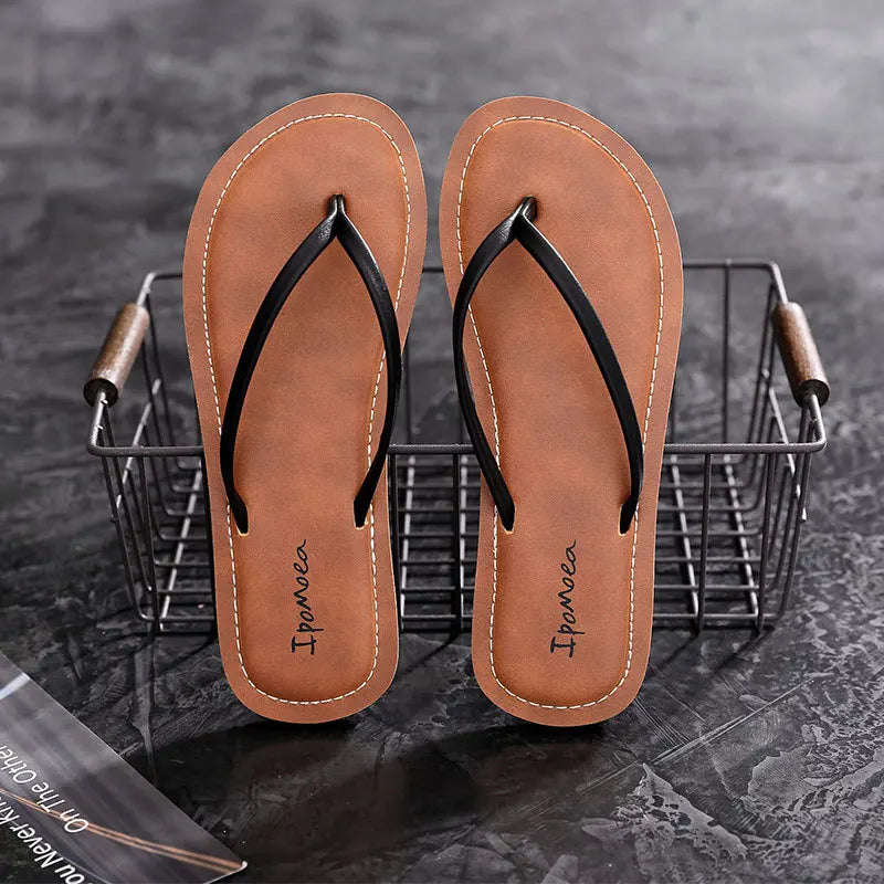 TideLuxe Leather Flip-Flops