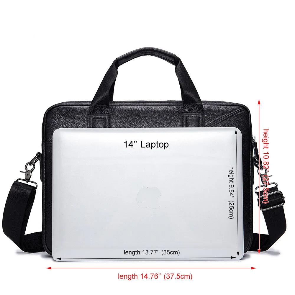 Luxury Men’s Leather Briefcase | 15-Inch Laptop Business Handbag & Casual Shoulder Messenger Bag