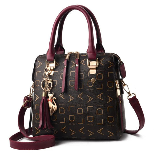 ChicLetter Luxe Tassel Tote - Elegant PU Leather Handbag for Women