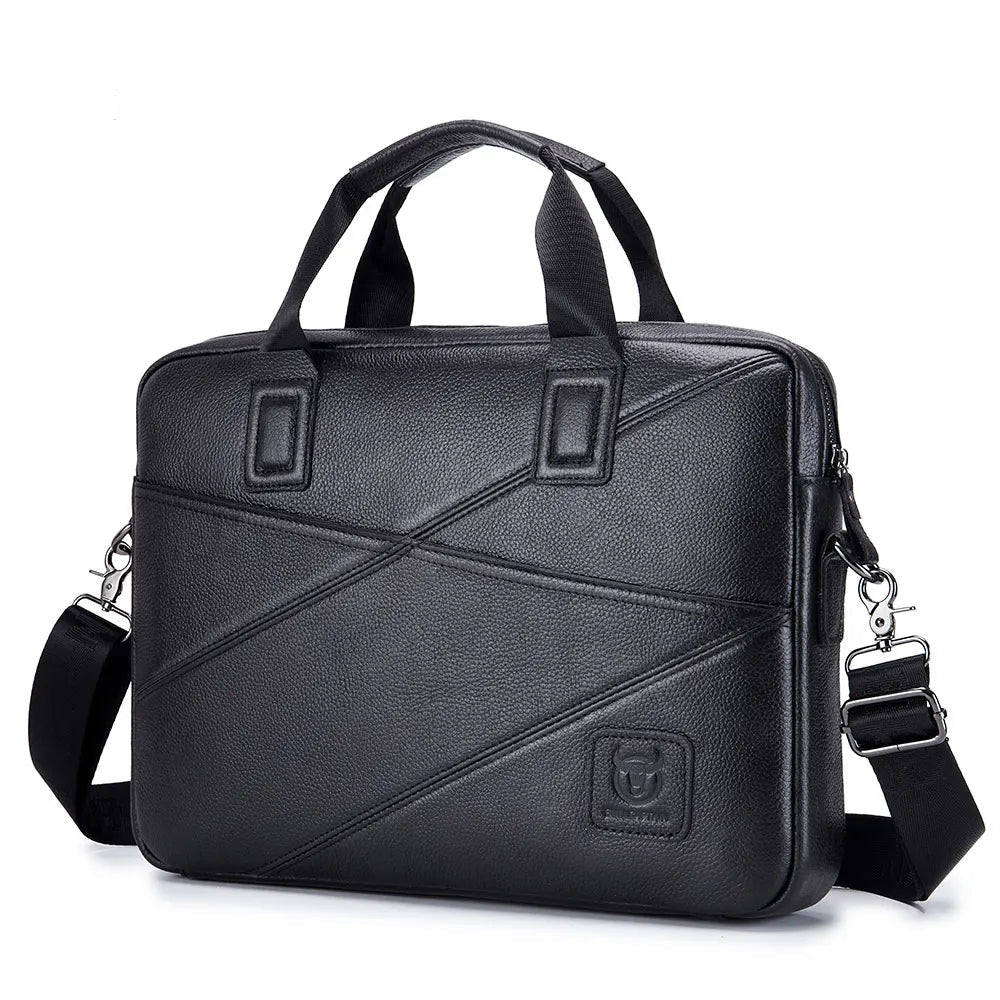 Luxury Men’s Leather Briefcase | 15-Inch Laptop Business Handbag & Casual Shoulder Messenger Bag