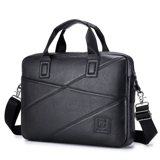 Luxury Men’s Leather Briefcase | 15-Inch Laptop Business Handbag & Casual Shoulder Messenger Bag