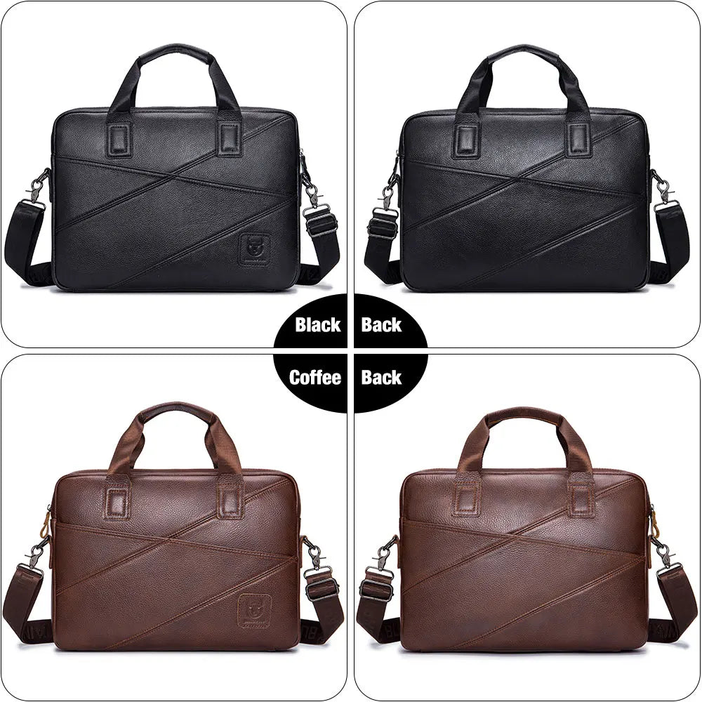 Luxury Men’s Leather Briefcase | 15-Inch Laptop Business Handbag & Casual Shoulder Messenger Bag