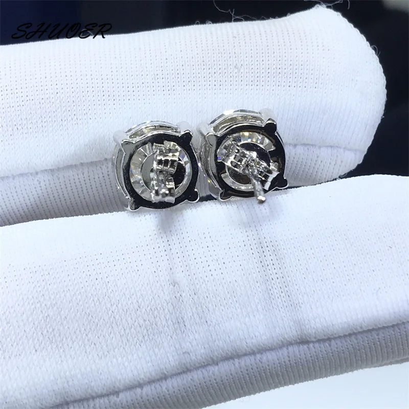 18K White Gold Platinum Moissanite Stud Earrings - 4–6 Carat Round Brilliant Cut Luxury Jewelry