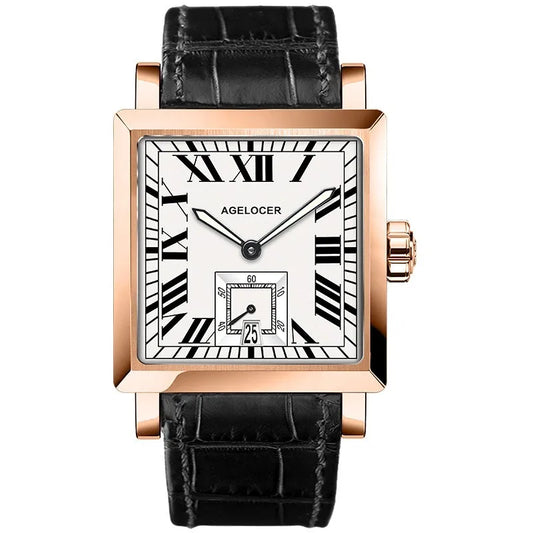 AGELOCER Codex Men’s Luxury Automatic Mechanical Watch - Original Square Design, Elegant Business Timepiece, Premium Gift for Distinguished Gentlemen
