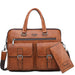Jeep Men’s Business Briefcase Set | Split Leather Laptop & Office Bag 2Pcs for 13.3