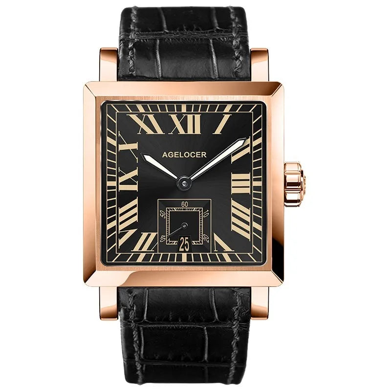 AGELOCER Codex Men’s Luxury Automatic Mechanical Watch - Original Square Design, Elegant Business Timepiece, Premium Gift for Distinguished Gentlemen