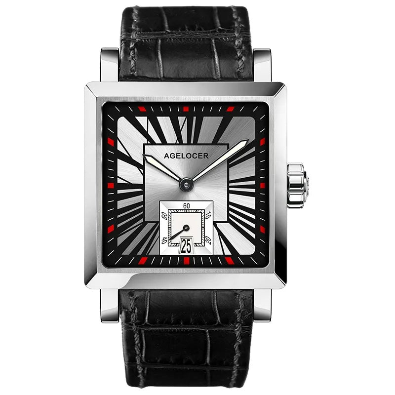 AGELOCER Codex Men’s Luxury Automatic Mechanical Watch - Original Square Design, Elegant Business Timepiece, Premium Gift for Distinguished Gentlemen