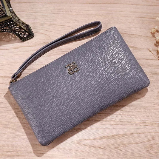 Women's Long Casual Wallet – Litchi Grain PU Leather Clutch with Zipper Phone Pocket, Card Holder & Coin Purse