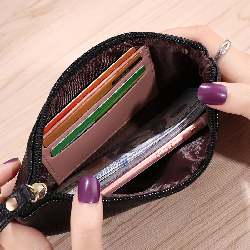 Women's Long Casual Wallet – Litchi Grain PU Leather Clutch with Zipper Phone Pocket, Card Holder & Coin Purse