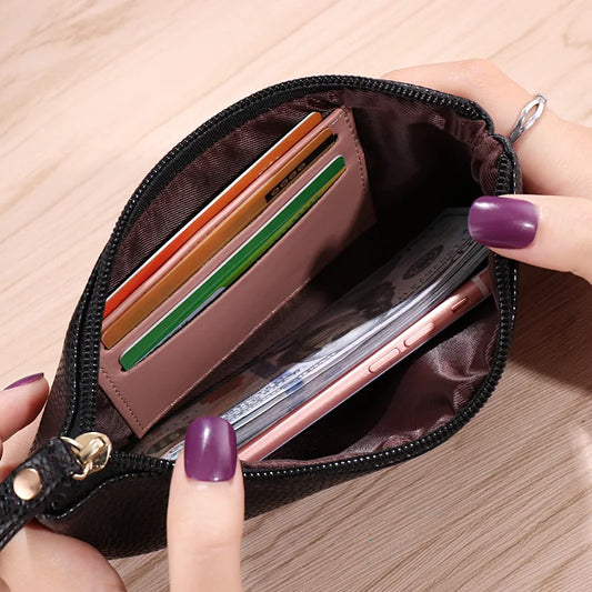 Women's Long Casual Wallet – Litchi Grain PU Leather Clutch with Zipper Phone Pocket, Card Holder & Coin Purse