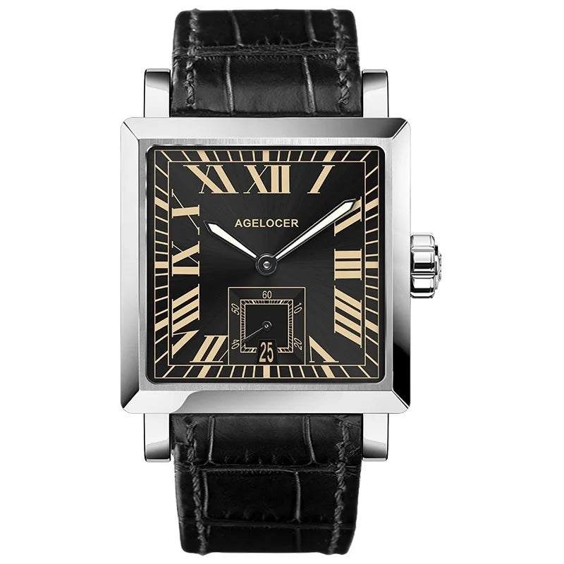 AGELOCER Codex Men’s Luxury Automatic Mechanical Watch - Original Square Design, Elegant Business Timepiece, Premium Gift for Distinguished Gentlemen