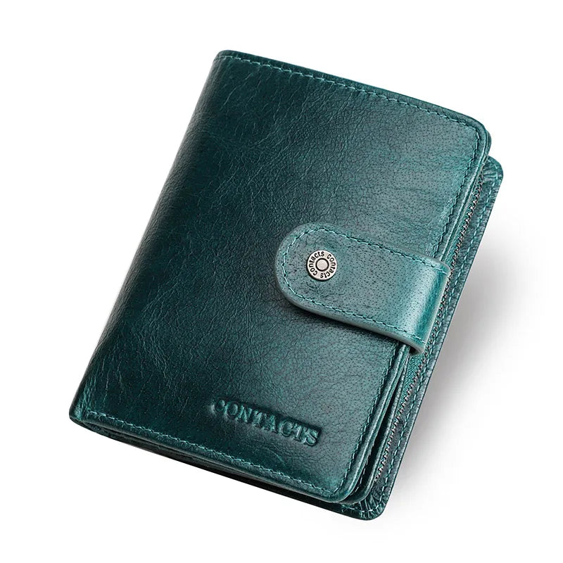 Genuine Leather RFID Vintage Men’s Wallet | Short Wallet with Coin Pocket & Zipper Card Holder
