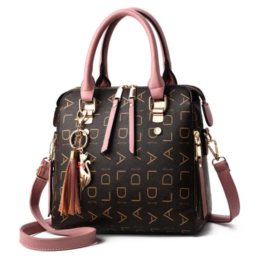 ChicLetter Luxe Tassel Tote - Elegant PU Leather Handbag for Women
