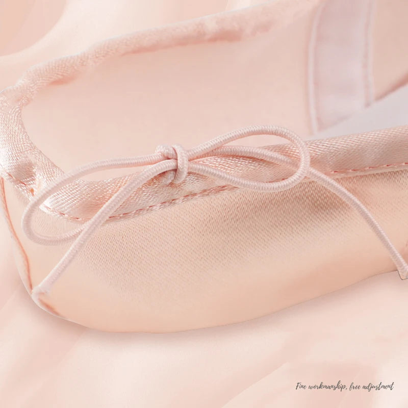 Professional Satin Ballet Pointe Shoes for Women - Leather Sole with Ribbons for Ballerinas