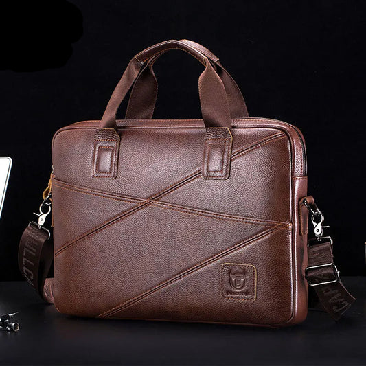 Luxury Men’s Leather Briefcase | 15-Inch Laptop Business Handbag & Casual Shoulder Messenger Bag