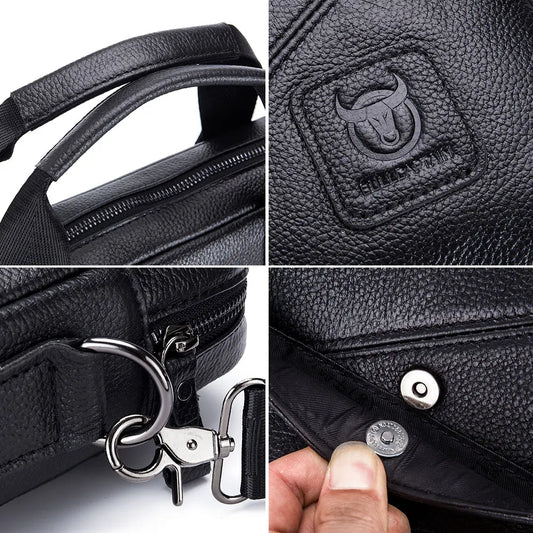 Luxury Men’s Leather Briefcase | 15-Inch Laptop Business Handbag & Casual Shoulder Messenger Bag