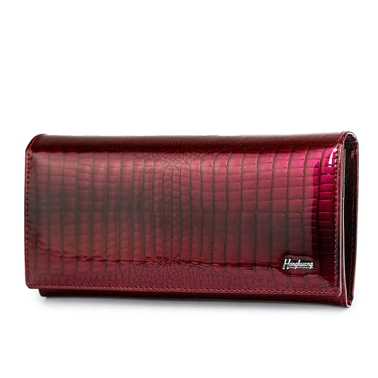 Luxury Genuine Leather Women's Wallet - Alligator Pattern Long Clutch with Coin Purse