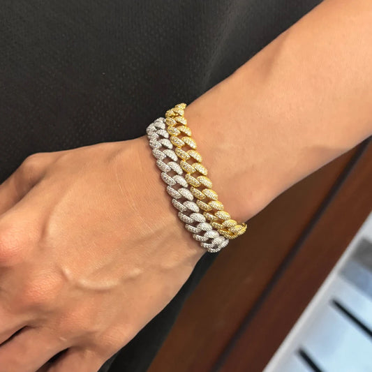 Moissanite Cuban Link Bracelet - 925 Sterling Silver Plated 18K Gold Jewelry for Women & Men, Diamond-Tested