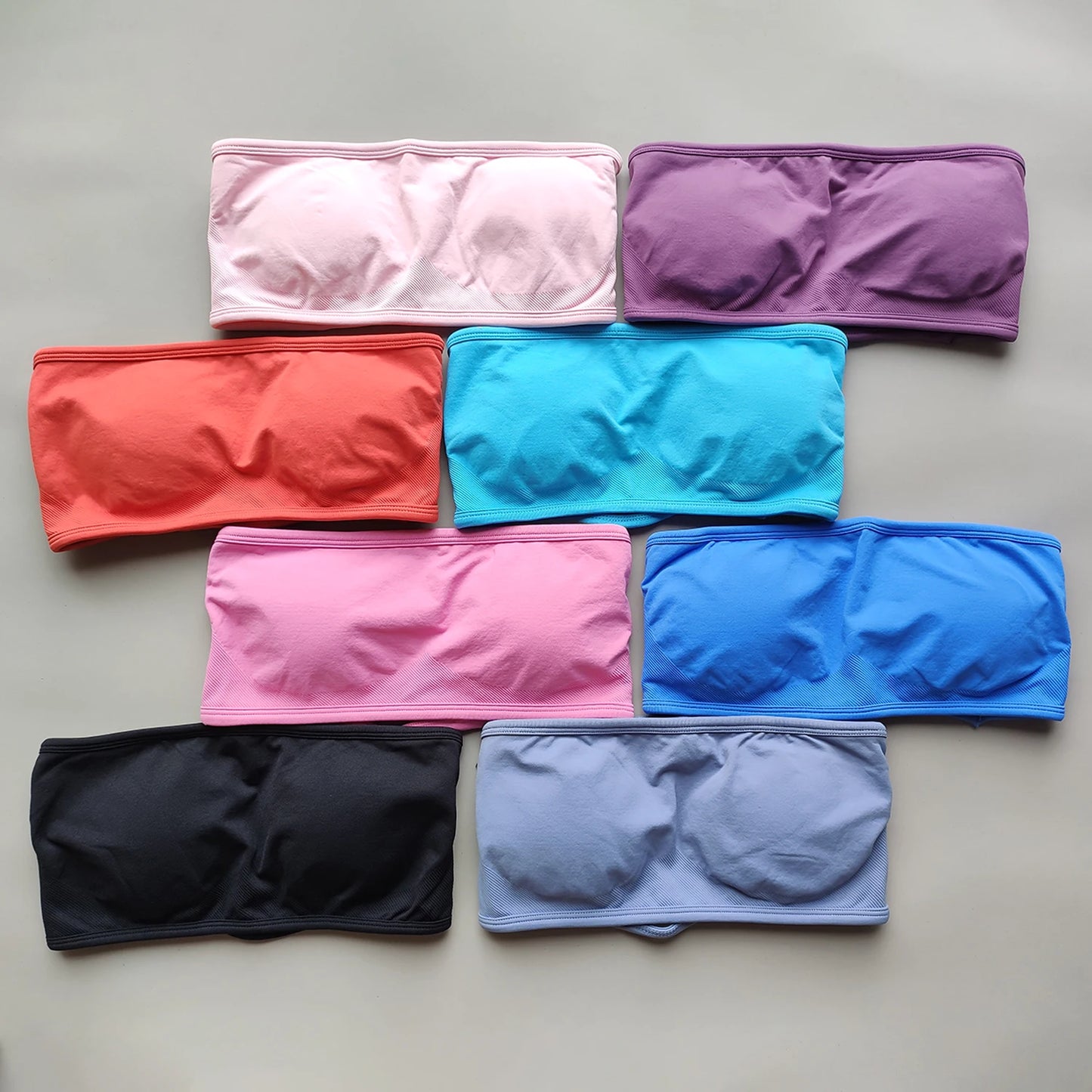 RFTE Backless Bandeau Sports Bra - Seamless Crop Top for Women, Yoga & Gym Workout, Push-Up Fitness Sportswear