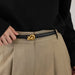 Women’s Premium Leather Belt - Elegant Metal Knot Buckle, Perfect for Dresses & Jeans