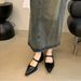 Retro Mary Jane Pumps for Women - Thick Heel, Pointed Toe, Elegant Office Shoes