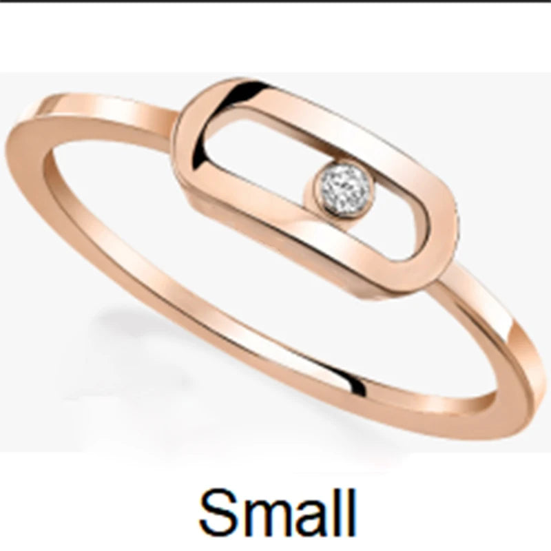 Exquisite Single Diamond Sliding Ring - 925 Sterling Silver Luxury Jewelry