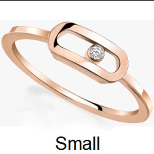 Exquisite Single Diamond Sliding Ring - 925 Sterling Silver Luxury Jewelry