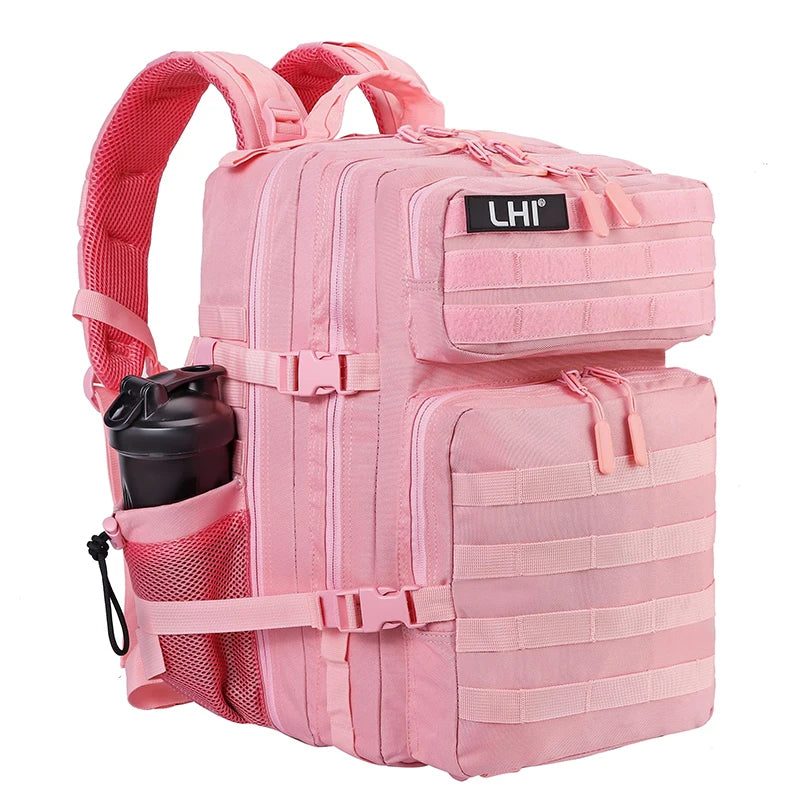 LHI 45L Tactical Backpack for Men & Women - Large Outdoor Sports Hiking Gym Bag with Bottle Holder