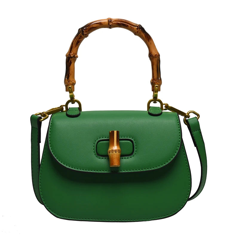 Bamboo Chic Saddle Crossbody - Designer Shoulder Satchel for Women