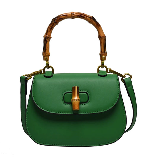 Bamboo Chic Saddle Crossbody - Designer Shoulder Satchel for Women