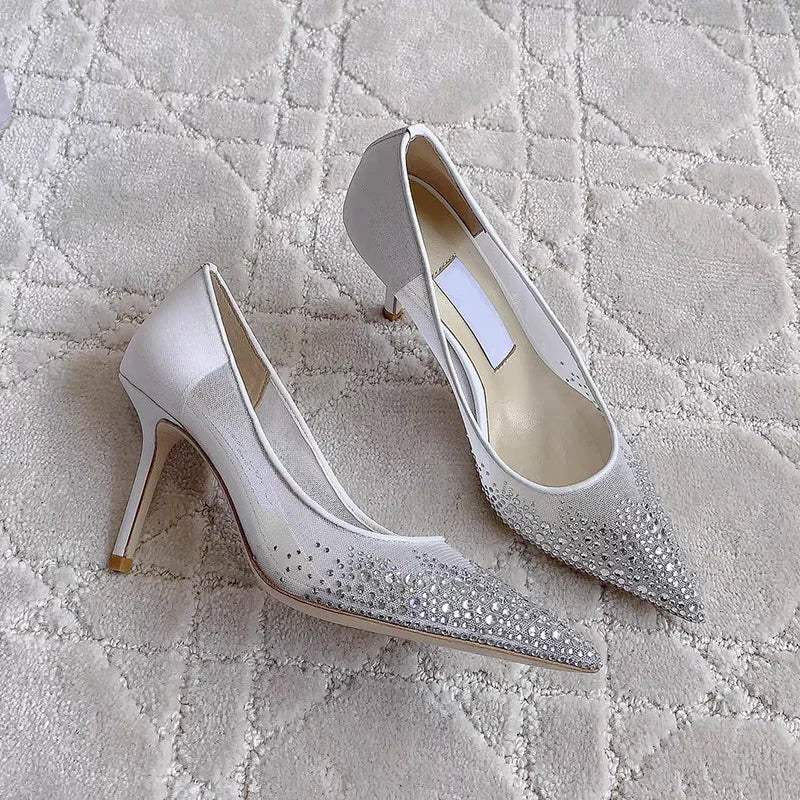 Spring & Autumn Women’s Mesh Stiletto Shoes - Pointed Toe, Shallow Design