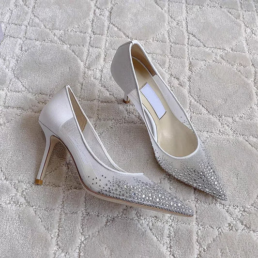 Spring & Autumn Women’s Mesh Stiletto Shoes - Pointed Toe, Shallow Design