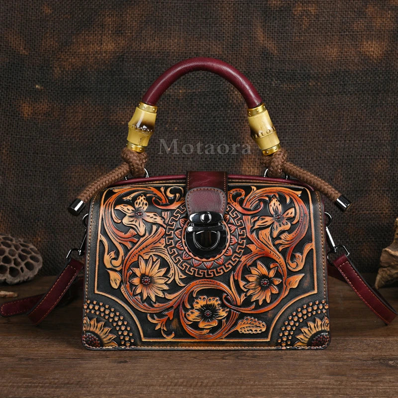 Motaora Vintage Embossed Artisan Shoulder & Crossbody Bag