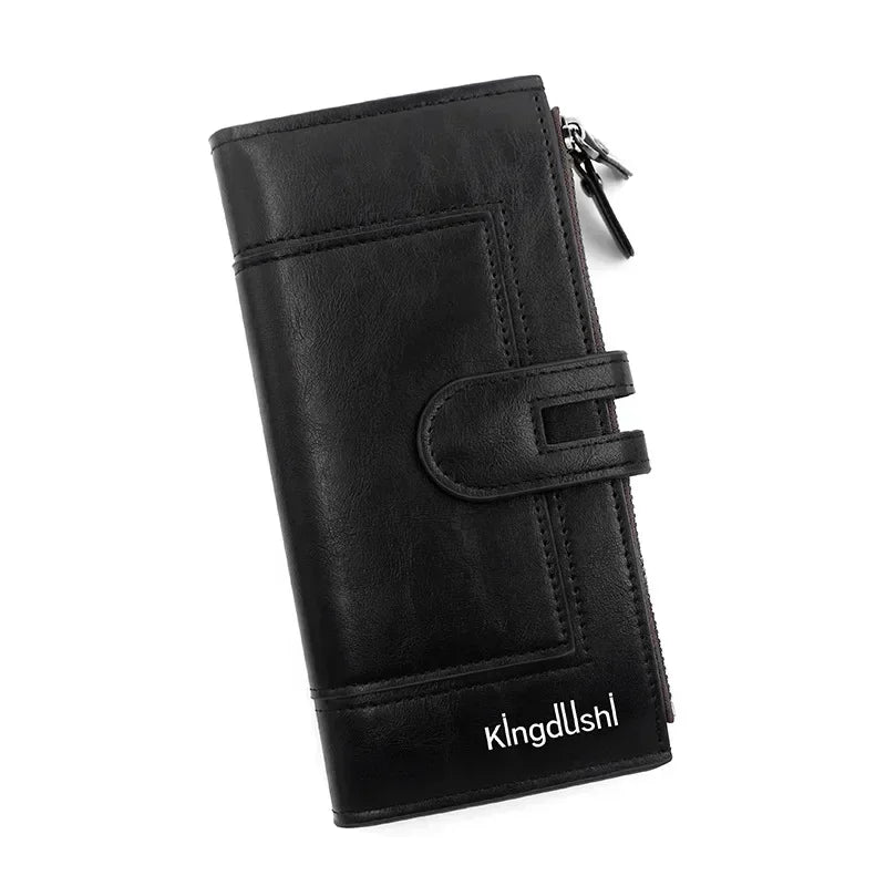 Fashionable PU Leather Long Wallet - Unisex European & American Style Multi-Card Organizer with Phone Pocket