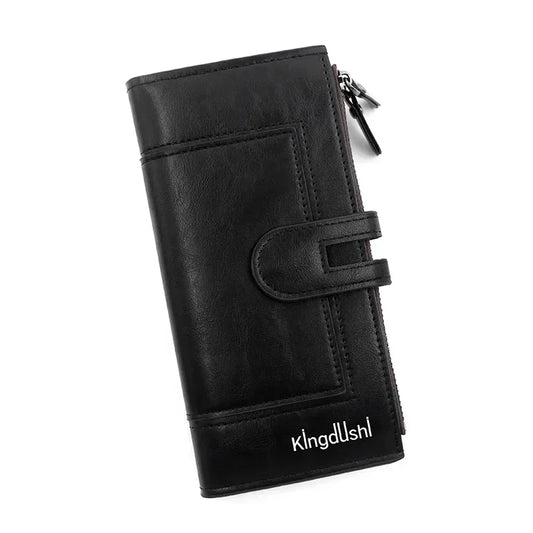Fashionable PU Leather Long Wallet - Unisex European & American Style Multi-Card Organizer with Phone Pocket
