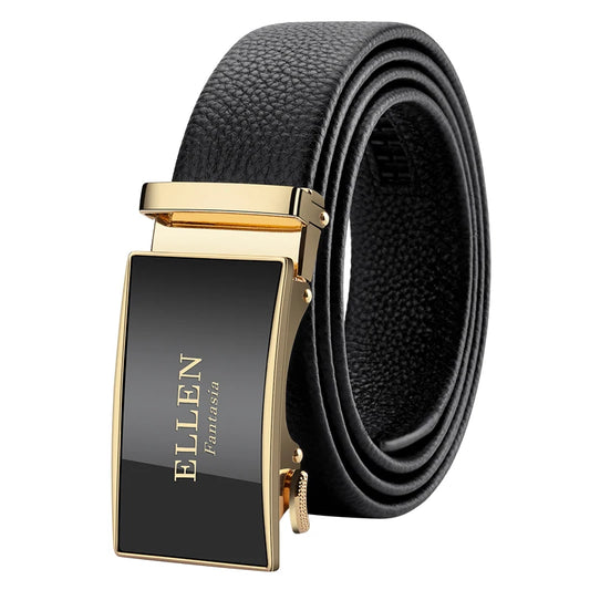 Men’s Genuine Leather Belt - Automatic Alloy Buckle Ratchet Designer Strap