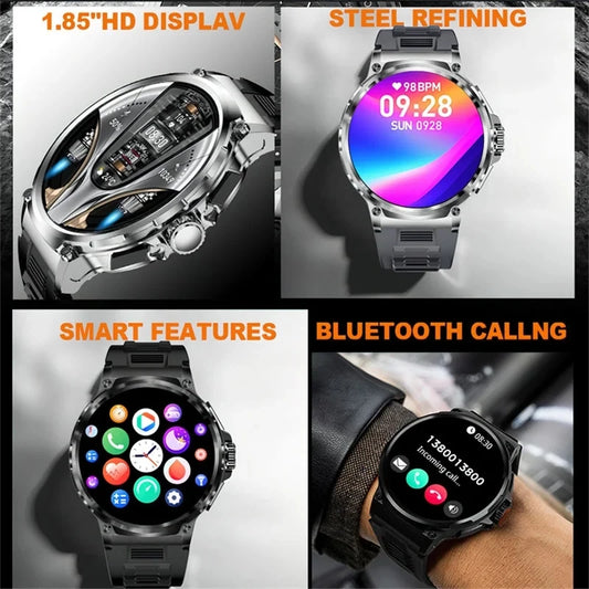 Premium GPS Smartwatch for Men - 1.85-Inch HD AMOLED Screen, 710mAh Battery, Sport & Bluetooth Call Function