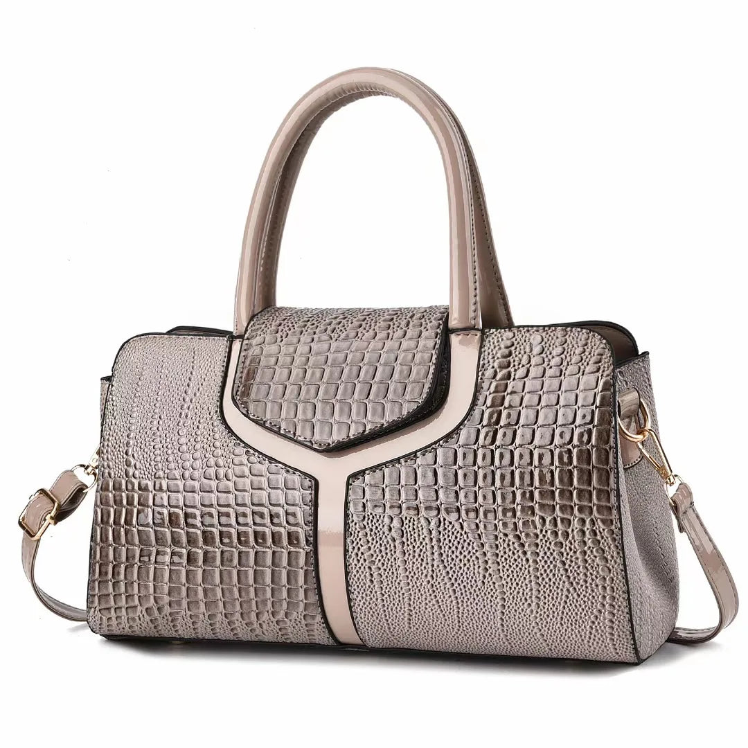 Retro Chic Croco Shoulder Tote - Minimalist Large Capacity Handbag for Women