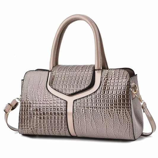 Retro Chic Croco Shoulder Tote - Minimalist Large Capacity Handbag for Women