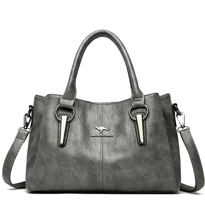 Triluxe Soft Leather Crossbody - Elegant 3-Layer Shoulder Handbag for Women