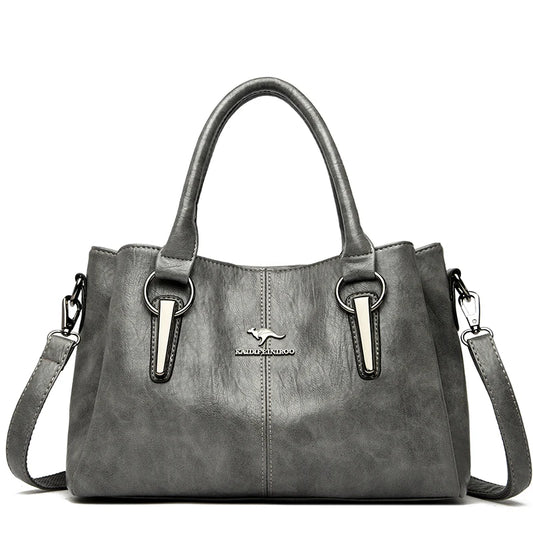 Triluxe Soft Leather Crossbody - Elegant 3-Layer Shoulder Handbag for Women