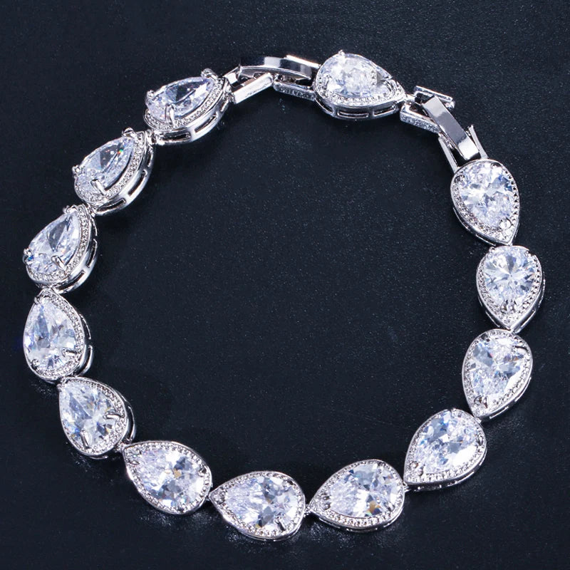 Brilliant Water Drop Cubic Bracelet - Elegant Bridal & Wedding Jewelry for Women