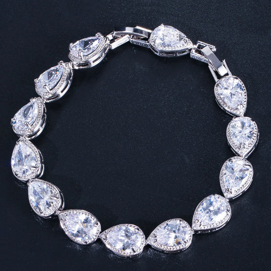 Brilliant Water Drop Cubic Bracelet - Elegant Bridal & Wedding Jewelry for Women