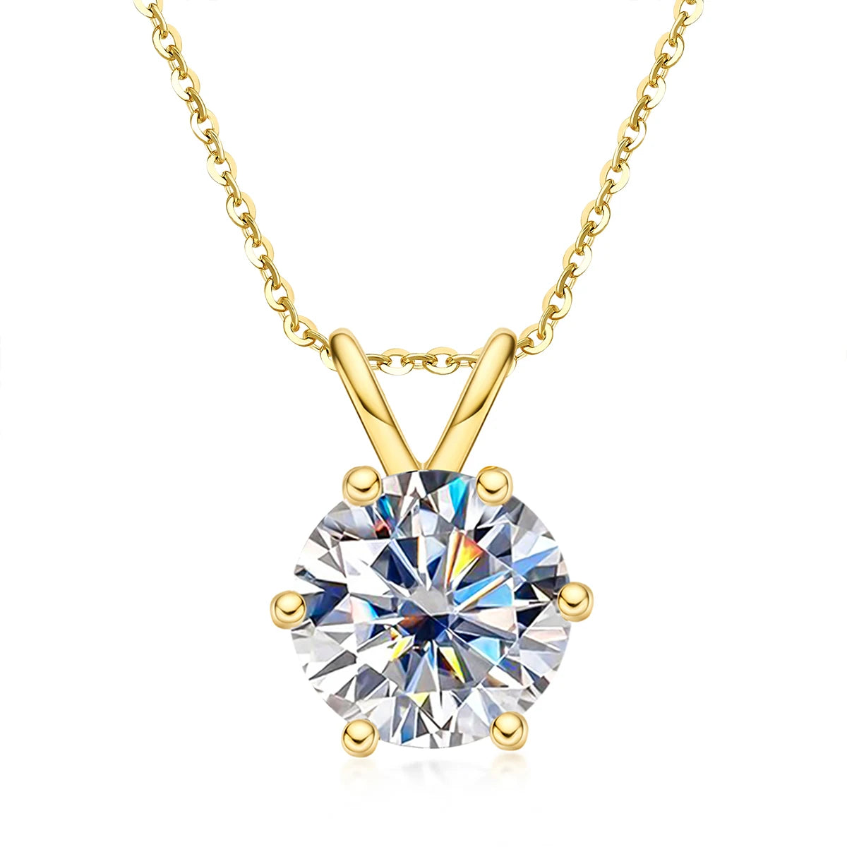 3CT / 5CT D Color Moissanite Pendant Necklace - 18K Gold Plated Lab Diamond Necklace, Top Quality Fine Jewelry Gift