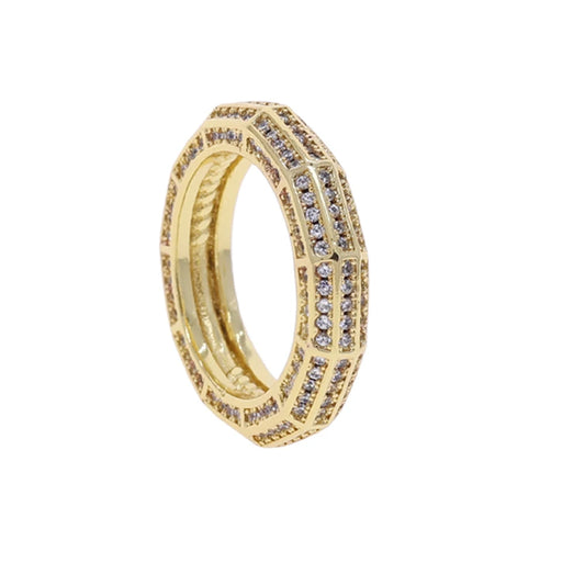 Personalized Water Drop Tassel Link Chain Ring - Gold Color Bling Zirconia Evening Jewelry