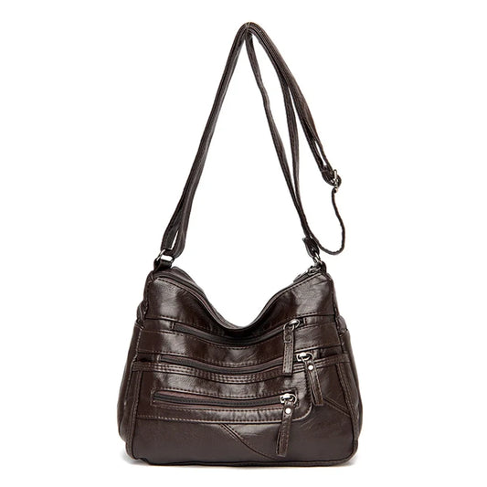Velira Multi-Pocket Soft Leather Crossbody - Classic Designer Shoulder Bag for Women