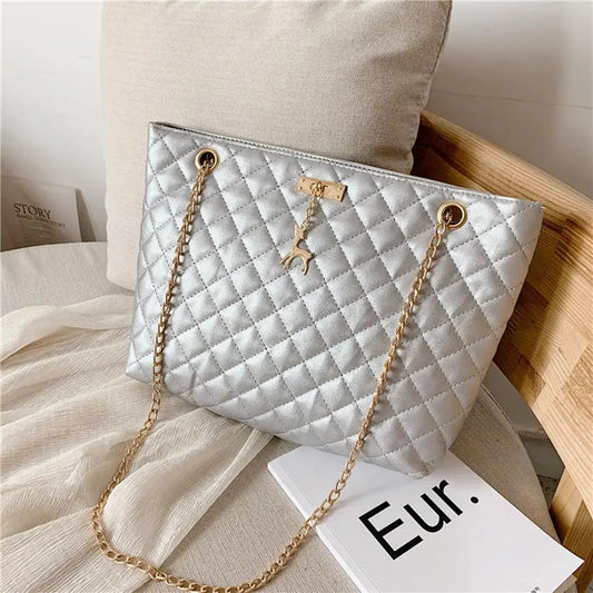 PU Leather Chain Shoulder Bag - Stylish Large-Capacity Handbag & Crossbody for Women