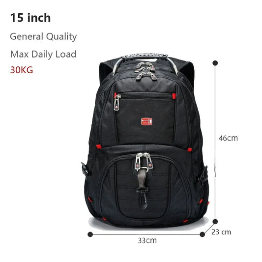 Swiss Multifunctional 17-Inch Laptop Backpack - Water-Resistant Travel & College Bag with USB Charging